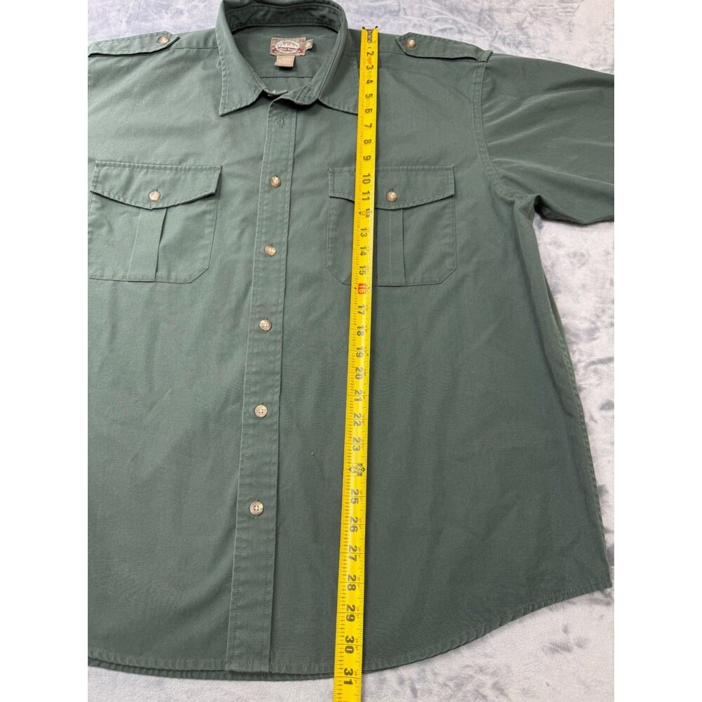 Cabelas Safari Series Mens XL Green Short Sleeve Fishing Hiking Shirt Outdoor - Picture 6 of 7